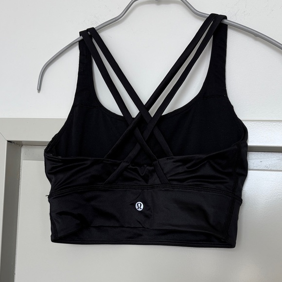 Lululemon Black Energy Bra Longline Strappy Sports Satin Shine Bra 4 - Picture 3 of 8